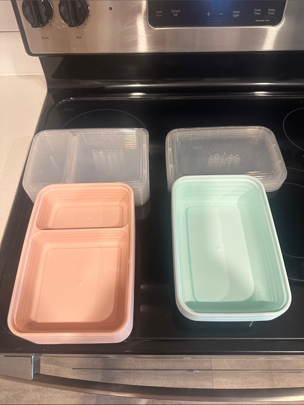 Reusable Meal Prep Containers - Peach and Mint Set from bento